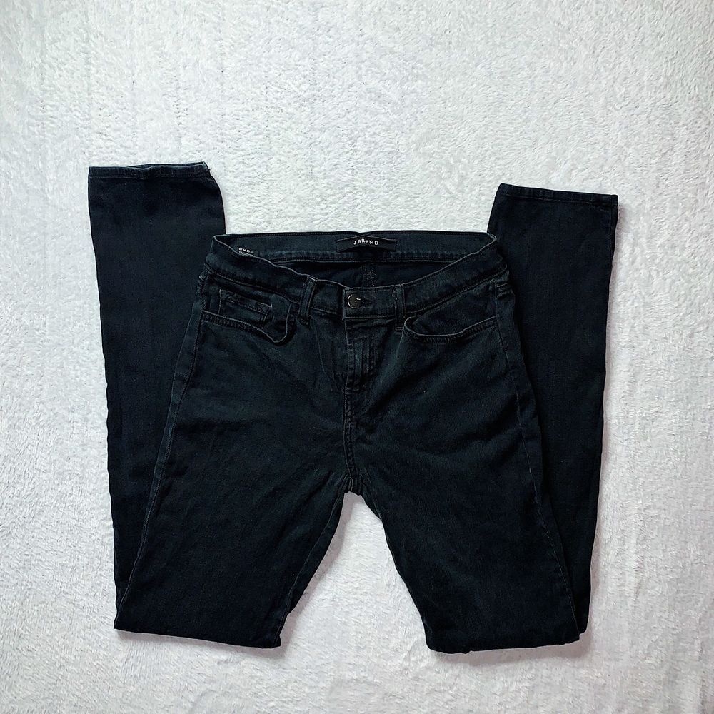 J Brand Super Skinny Jeans Mid Rise Slim Fit Faded Black Size 26